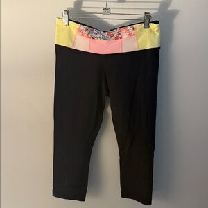 Lululemon Athletica Black Capris with Vibrant Waistband